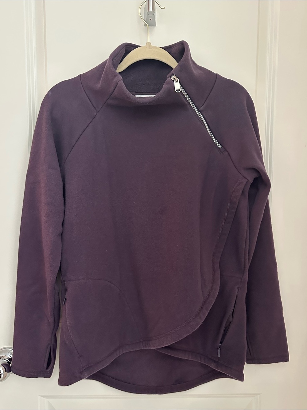 Athleta Asymmetric Zip Pullover in Deep Plum